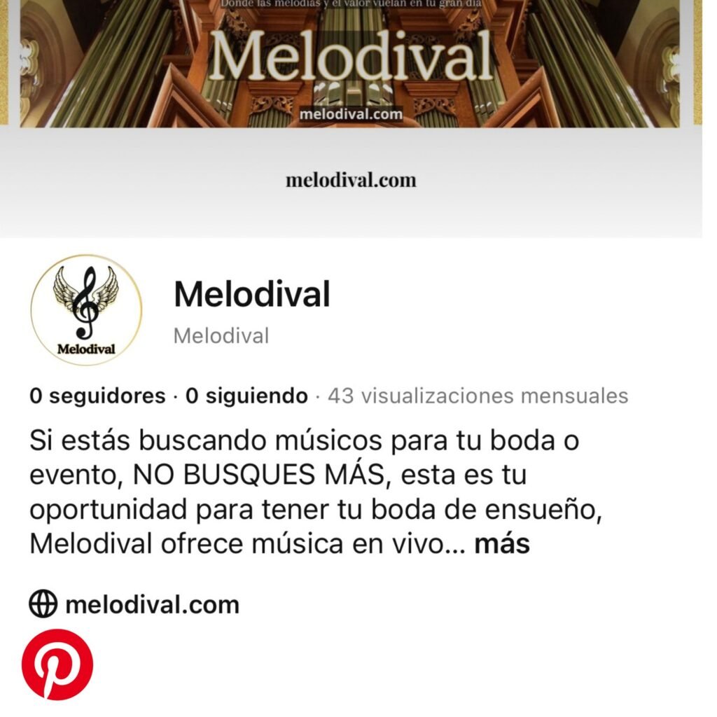 Ícono de Pinterest de Melodival, plataforma para descubrir inspiración musical para bodas y eventos exclusivos